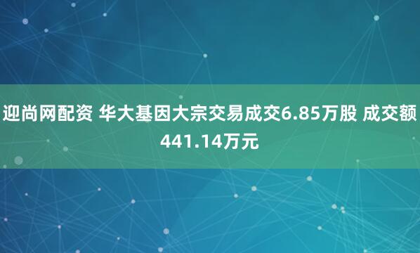 迎尚网配资 华大基因大宗交易成交6.85万股 成交额441.14万元